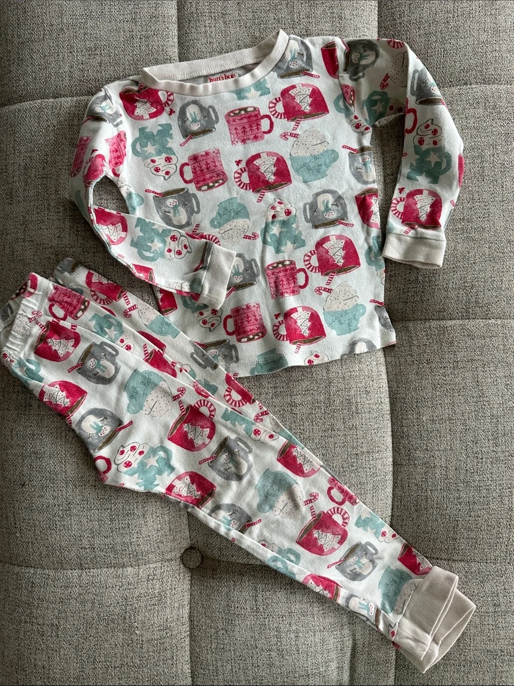 Burt’s Bees Kids Hot Cocoa Print Pajama Set - Pink & Teal Accents